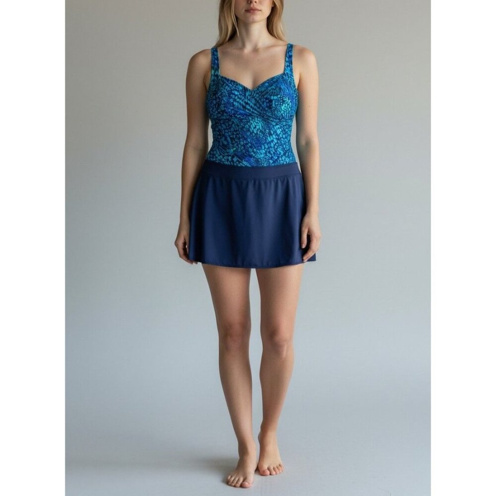 Jinxueer Plus Size 2-Piece Swimsuit Size 16 Blue Animal Print Tankini With Adjus